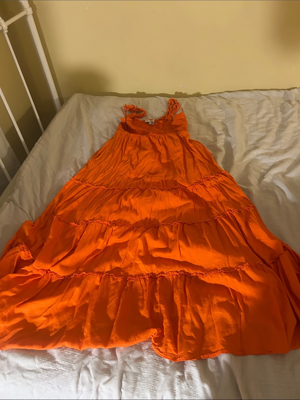 Lucy Paris Vibrant Orange Tiered Maxi Dress